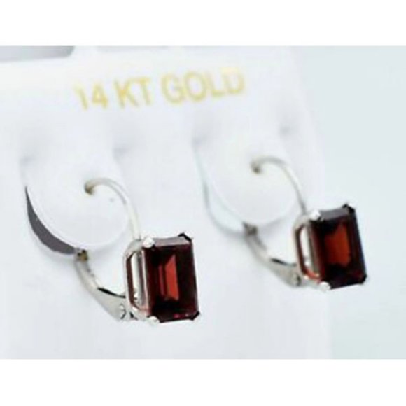 Genuine 2.64 Cts Garnet Dangling Earring 14k White Gold